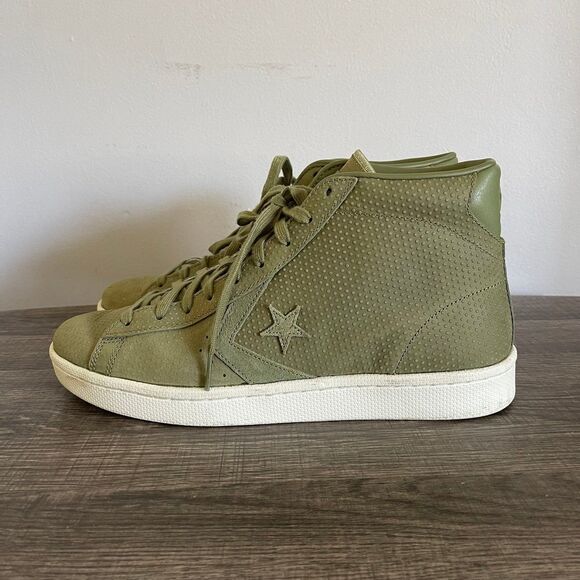 Converse Unisex Men’s Women’s Green Mid Top Leather Sneaker Shoes Size 11M 12.5W - Picture 2 of 9